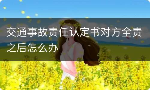 交通事故责任认定书对方全责之后怎么办