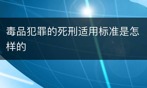 毒品犯罪的死刑适用标准是怎样的