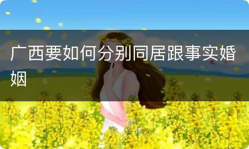 广西要如何分别同居跟事实婚姻