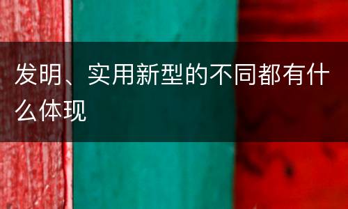 发明、实用新型的不同都有什么体现