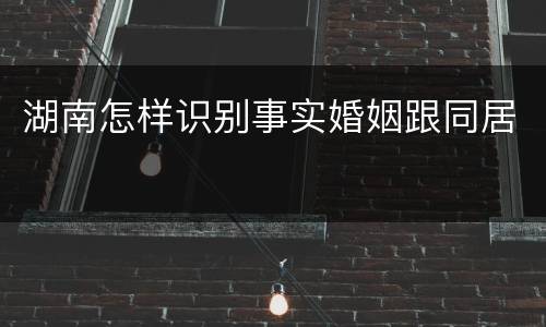 湖南怎样识别事实婚姻跟同居