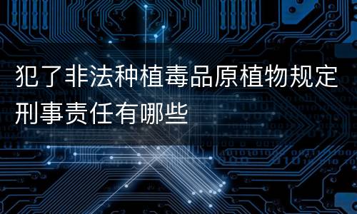 犯了非法种植毒品原植物规定刑事责任有哪些