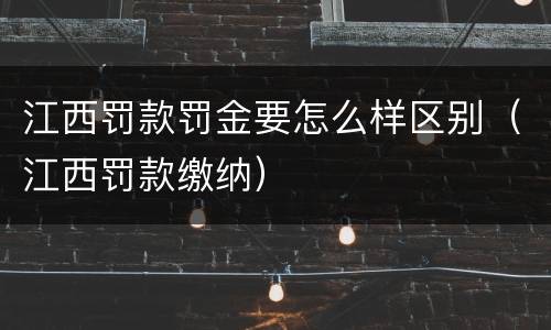 江西罚款罚金要怎么样区别（江西罚款缴纳）