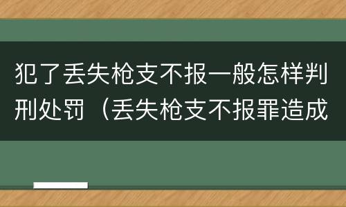 犯了丢失枪支不报一般怎样判刑处罚（丢失枪支不报罪造成严重后果）