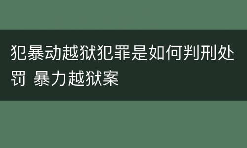 犯暴动越狱犯罪是如何判刑处罚 暴力越狱案