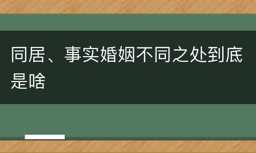 同居、事实婚姻不同之处到底是啥
