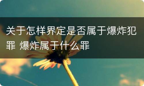 关于怎样界定是否属于爆炸犯罪 爆炸属于什么罪