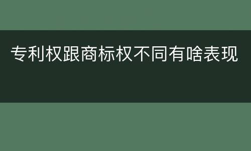专利权跟商标权不同有啥表现