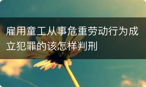 雇用童工从事危重劳动行为成立犯罪的该怎样判刑