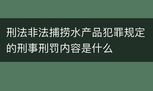 刑法非法捕捞水产品犯罪规定的刑事刑罚内容是什么