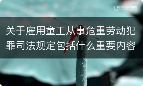 关于雇用童工从事危重劳动犯罪司法规定包括什么重要内容