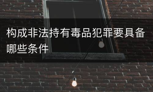 构成非法持有毒品犯罪要具备哪些条件