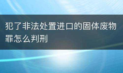 犯了非法处置进口的固体废物罪怎么判刑