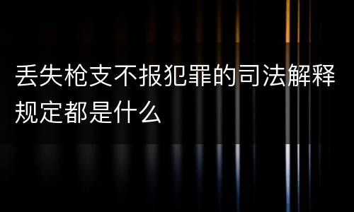 丢失枪支不报犯罪的司法解释规定都是什么