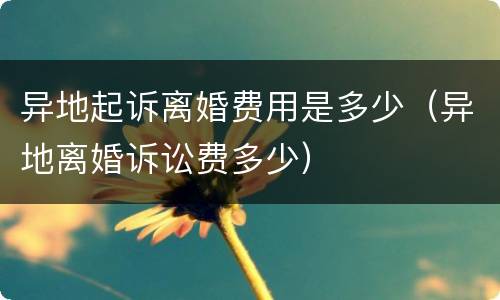 异地起诉离婚费用是多少（异地离婚诉讼费多少）