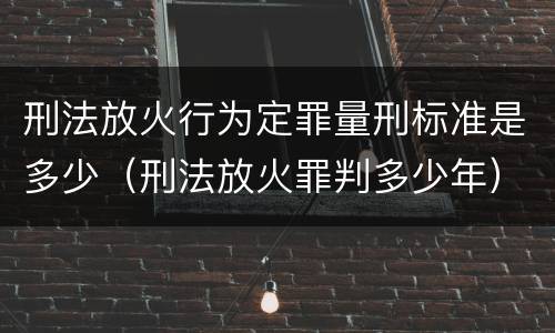 刑法放火行为定罪量刑标准是多少（刑法放火罪判多少年）
