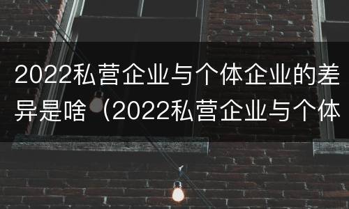 2022私营企业与个体企业的差异是啥（2022私营企业与个体企业的差异是啥呢）
