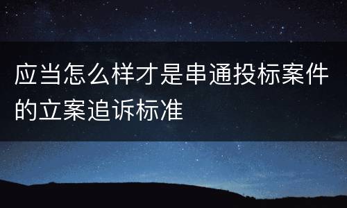 应当怎么样才是串通投标案件的立案追诉标准