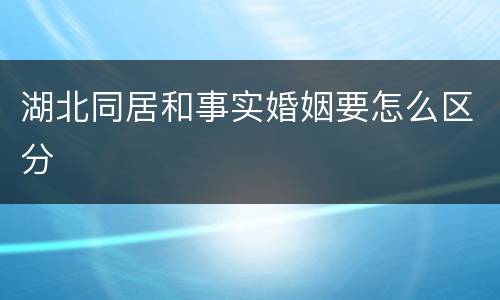 湖北同居和事实婚姻要怎么区分