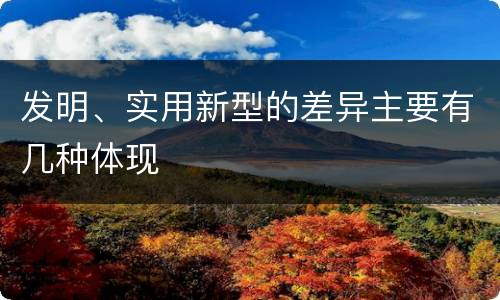 发明、实用新型的差异主要有几种体现