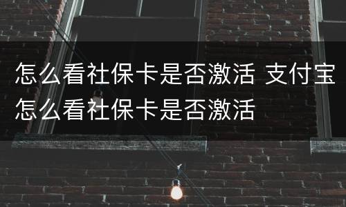 怎么看社保卡是否激活 支付宝怎么看社保卡是否激活