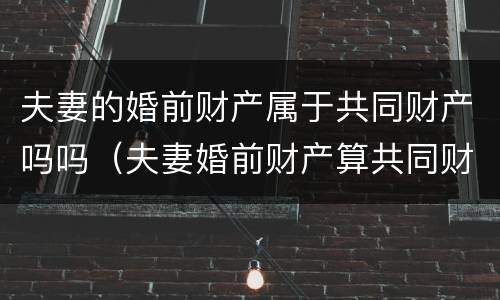 夫妻的婚前财产属于共同财产吗吗（夫妻婚前财产算共同财产吗）