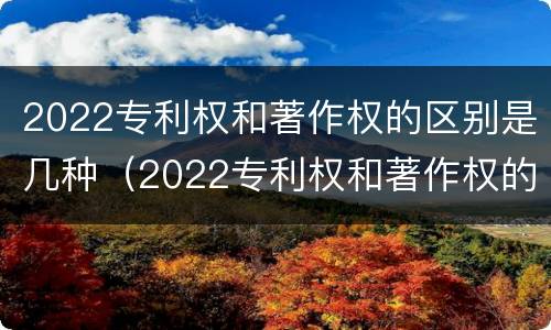 2022专利权和著作权的区别是几种（2022专利权和著作权的区别是几种）