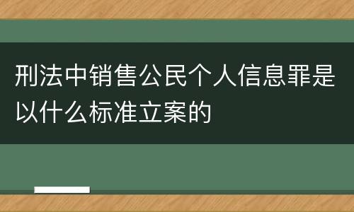 刑法中销售公民个人信息罪是以什么标准立案的