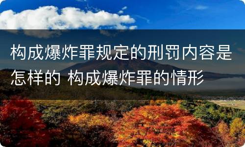 构成爆炸罪规定的刑罚内容是怎样的 构成爆炸罪的情形