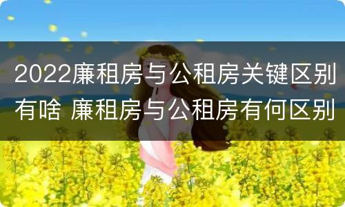 2022廉租房与公租房关键区别有啥 廉租房与公租房有何区别