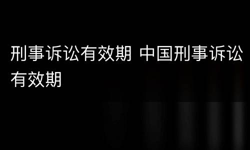刑事诉讼有效期 中国刑事诉讼有效期
