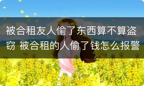 被合租友人偷了东西算不算盗窃 被合租的人偷了钱怎么报警