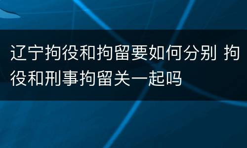 辽宁拘役和拘留要如何分别 拘役和刑事拘留关一起吗