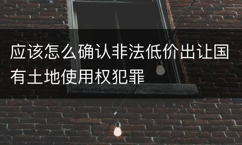 应该怎么确认非法低价出让国有土地使用权犯罪
