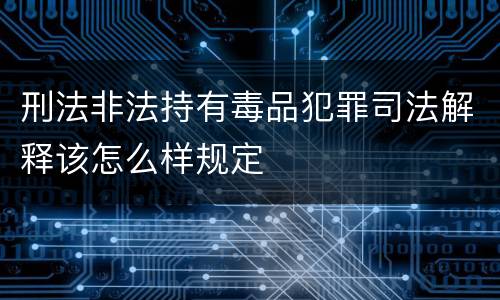 刑法非法持有毒品犯罪司法解释该怎么样规定