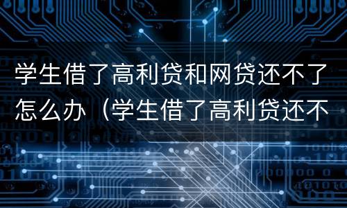 学生借了高利贷和网贷还不了怎么办（学生借了高利贷还不起怎么办）