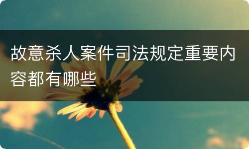 故意杀人案件司法规定重要内容都有哪些