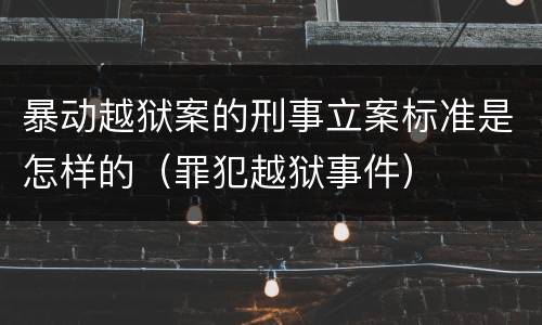 暴动越狱案的刑事立案标准是怎样的（罪犯越狱事件）