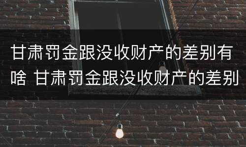 甘肃罚金跟没收财产的差别有啥 甘肃罚金跟没收财产的差别有啥关系