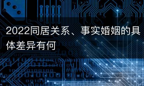 2022同居关系、事实婚姻的具体差异有何
