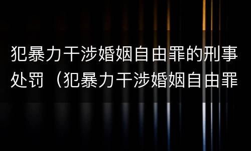 犯暴力干涉婚姻自由罪的刑事处罚（犯暴力干涉婚姻自由罪的刑事处罚是什么）
