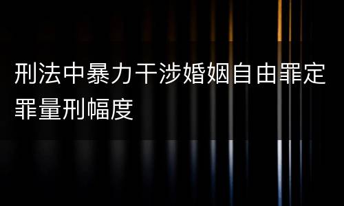 刑法中暴力干涉婚姻自由罪定罪量刑幅度
