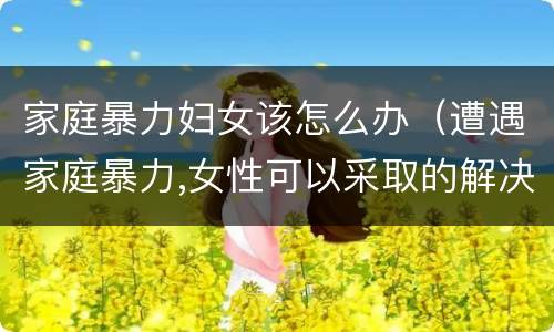 家庭暴力妇女该怎么办（遭遇家庭暴力,女性可以采取的解决办法有哪些?）