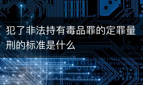 犯了非法持有毒品罪的定罪量刑的标准是什么