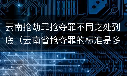 云南抢劫罪抢夺罪不同之处到底（云南省抢夺罪的标准是多少?）