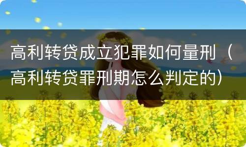 高利转贷成立犯罪如何量刑（高利转贷罪刑期怎么判定的）