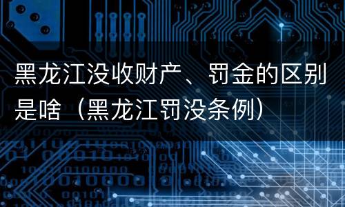 黑龙江没收财产、罚金的区别是啥(黑龙江罚没条例)