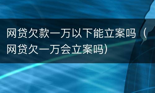 网贷欠款一万以下能立案吗（网贷欠一万会立案吗）