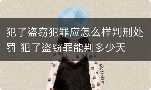 犯了盗窃犯罪应怎么样判刑处罚 犯了盗窃罪能判多少天