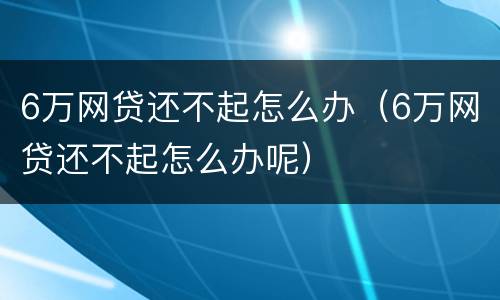 6万网贷还不起怎么办（6万网贷还不起怎么办呢）